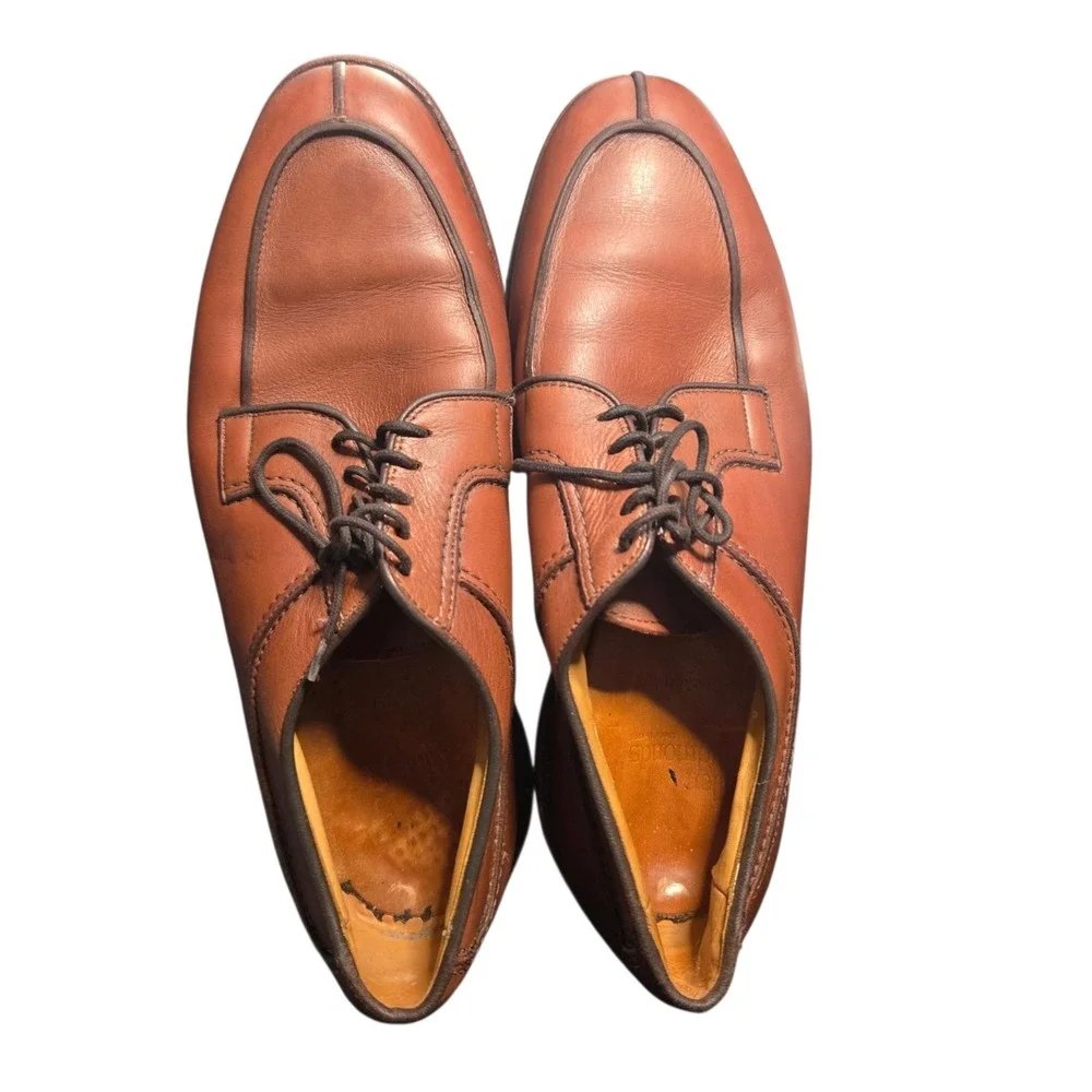 Allen Edmonds Stockbridge brown leather split-toe derby shoes Size 8 1/2 D